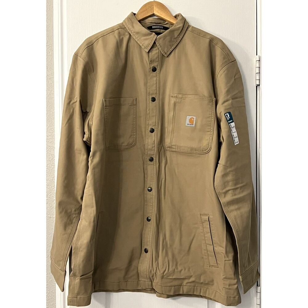 Carhartt Rugged Flex Canvas Fleece-Lined Work Shirt Jacket Men Sz XL TALL XLT